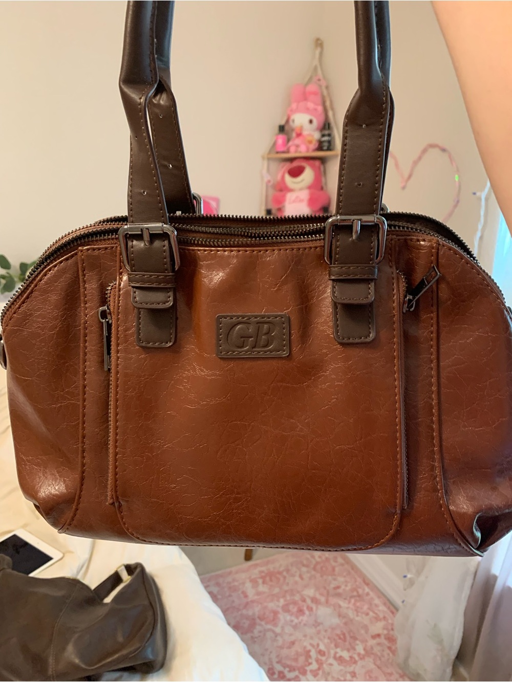Grace Two-Tone Brown Leather-Look Shoulder Bag